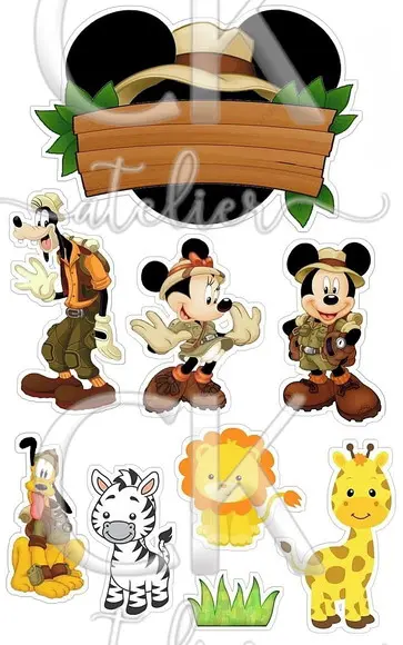 Topo de Bolo Mickey Safari