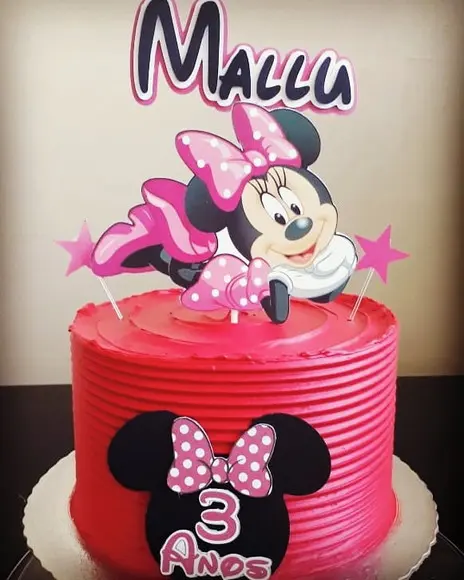 Topo de Bolo Minie Rosa