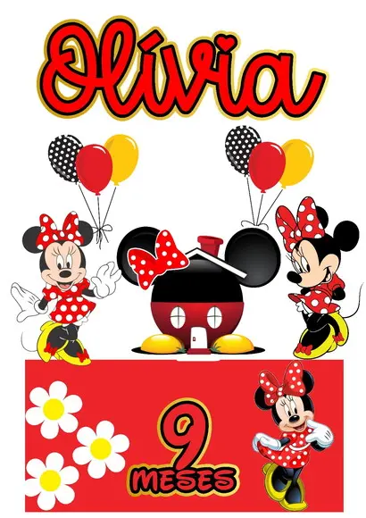 Topo de Bolo Minnie