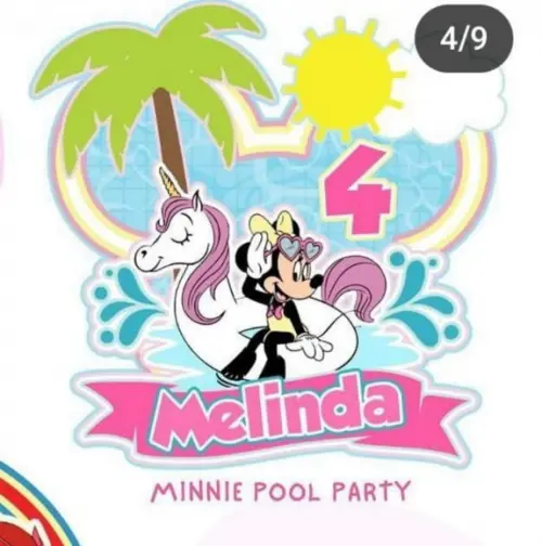 Topo de Bolo Minnie Pool Party