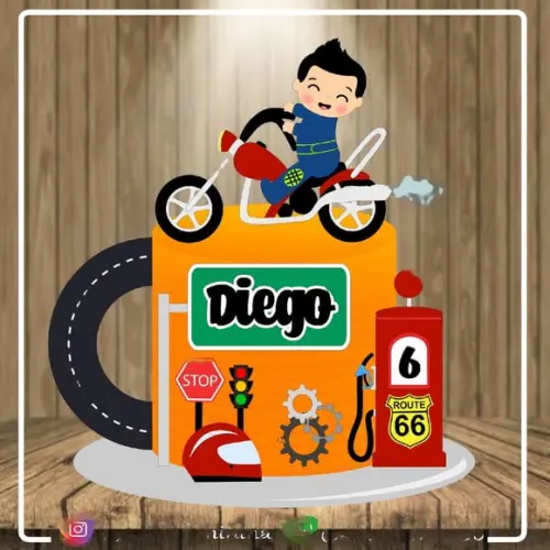 Topo de Bolo Motoqueiro Baby