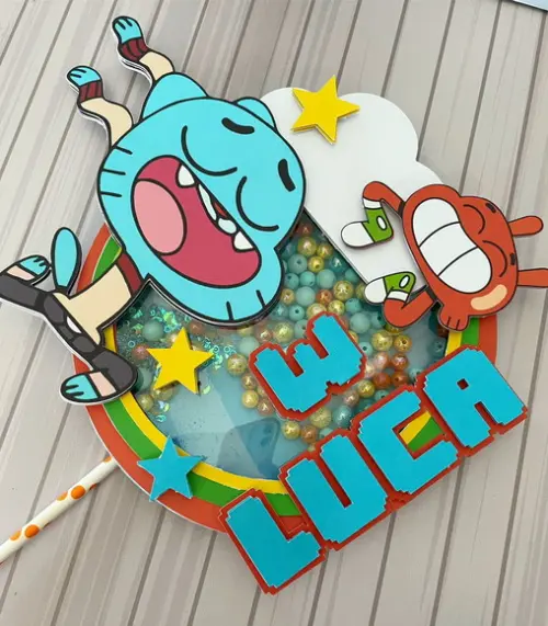 Topo de Bolo Mundo de Gumball