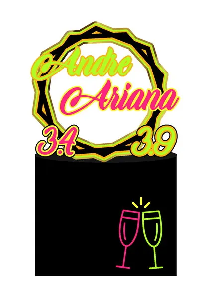 Topo de Bolo Neon