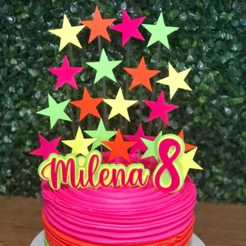 Topo de Bolo Neon