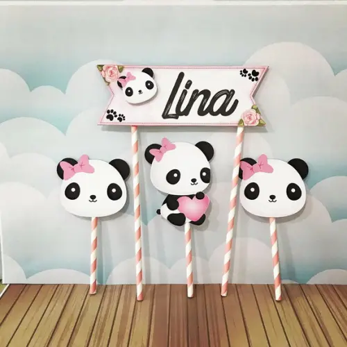 Topo de Bolo Panda