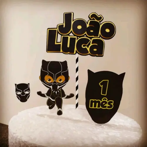 Topo de Bolo Pantera Negra cute