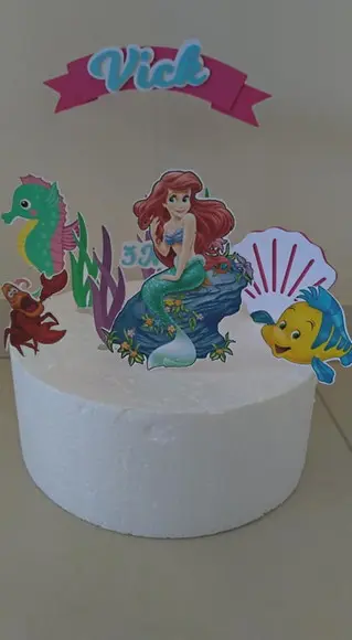 Topo de Bolo Pequena Sereia