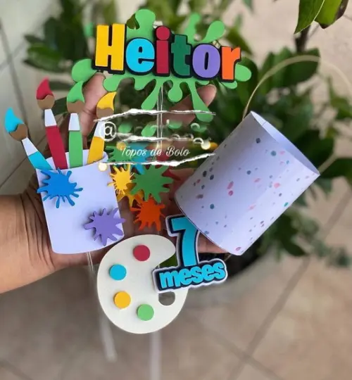 Topo de Bolo Pintando o 7
