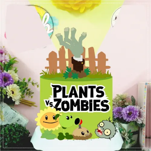Topo de Bolo Plants x Zombies