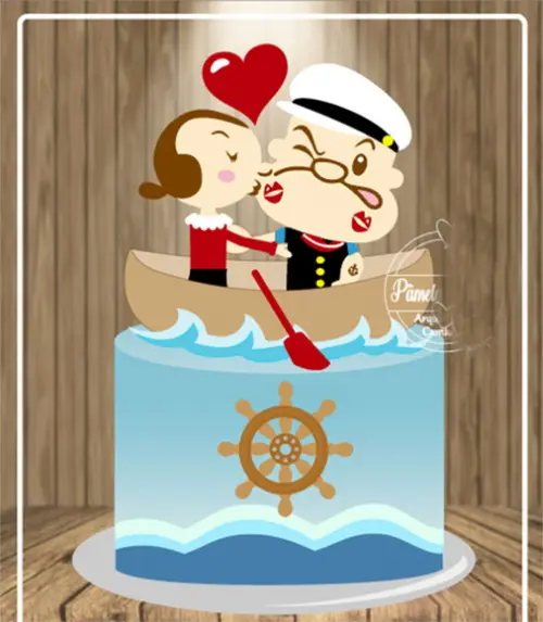Topo de Bolo Popeye e Olivia