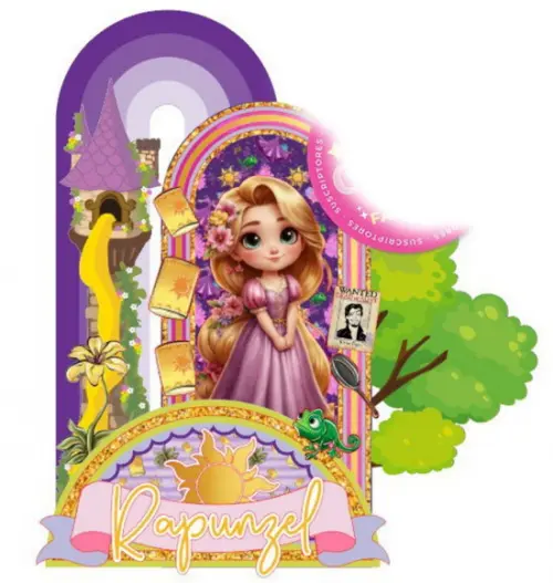 Topo de Bolo Princesa Rapunzel