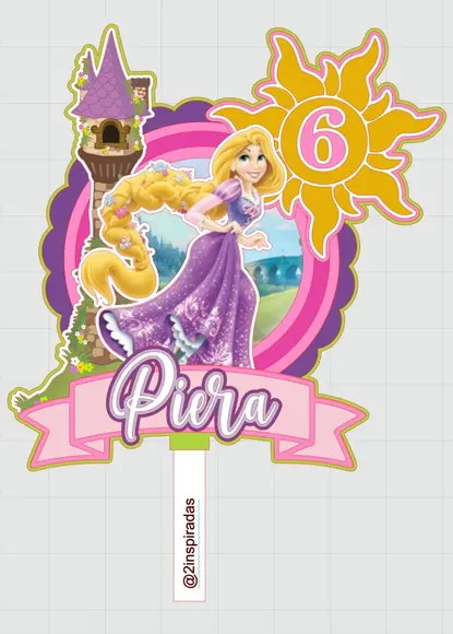 Topo de Bolo Princesa Rapunzel