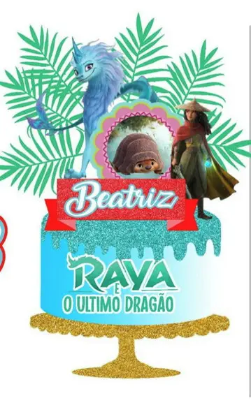 Topo de Bolo Princesa Raya