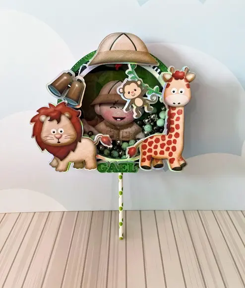 Topo de Bolo Safari