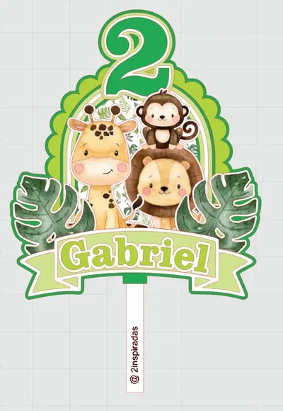 Topo de Bolo Safari