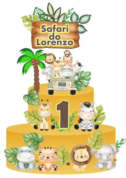 Topo de Bolo Safari