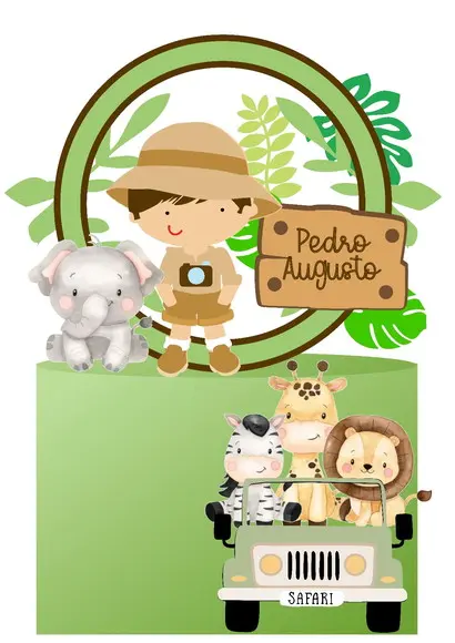 Topo de Bolo Safari