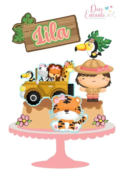 Topo de Bolo Safari