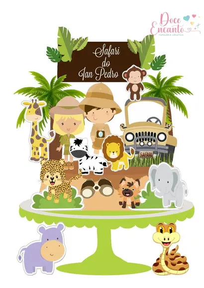 Topo de Bolo Safari