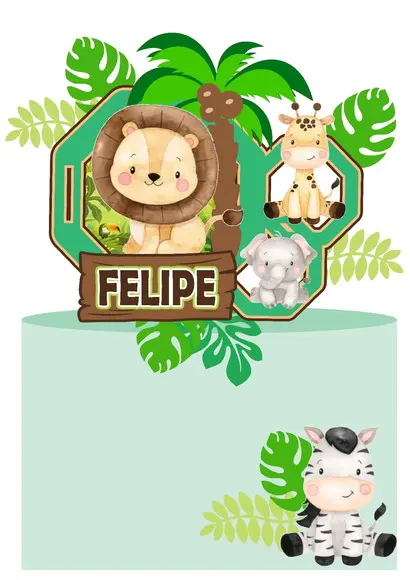Topo de Bolo Safari