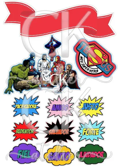 Topo de Bolo Super heróis