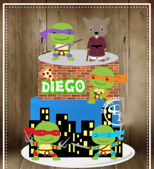 Topo de Bolo Tartarugas Ninjas