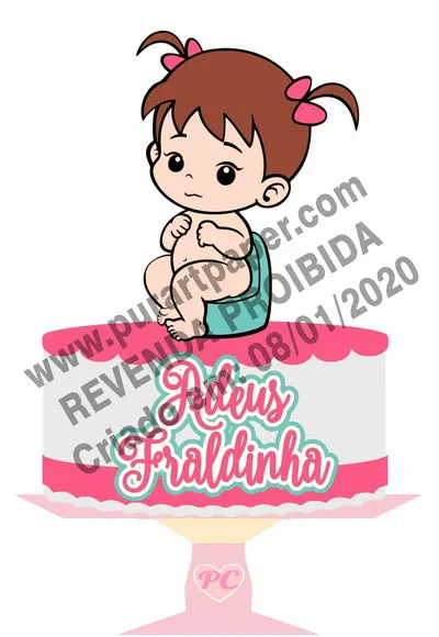 Topo de Bolo Tchau Fraldinha