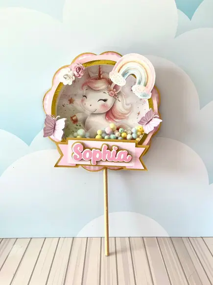 Topo de Bolo Unicornio
