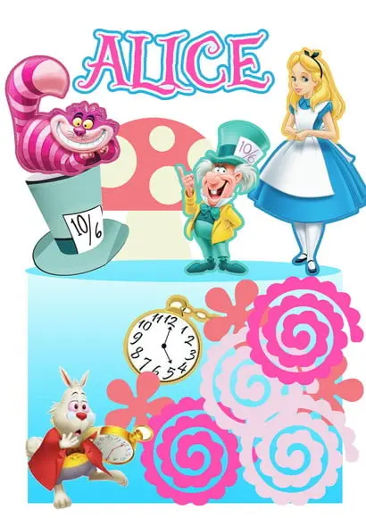 Topo de Bolo Alice no País das Maravilhas