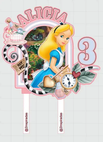 Topo de Bolo Alice no País das Maravilhas