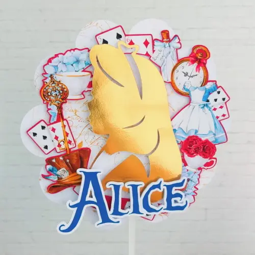 Topo de Bolo Alice no País das Maravilhas
