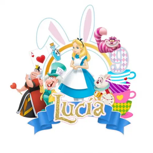 Topo de Bolo Alice no País das Maravilhas
