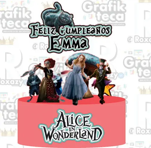 Topo de Bolo Alice no País das Maravilhas