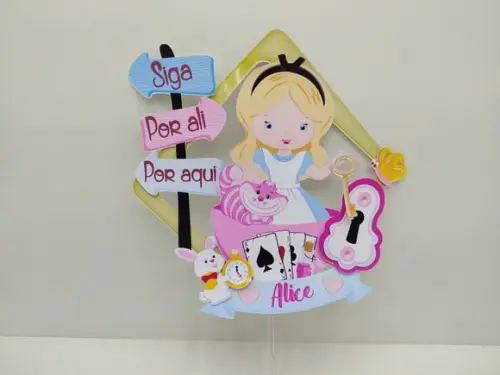 Topo de Bolo Alice no País das Maravilhas