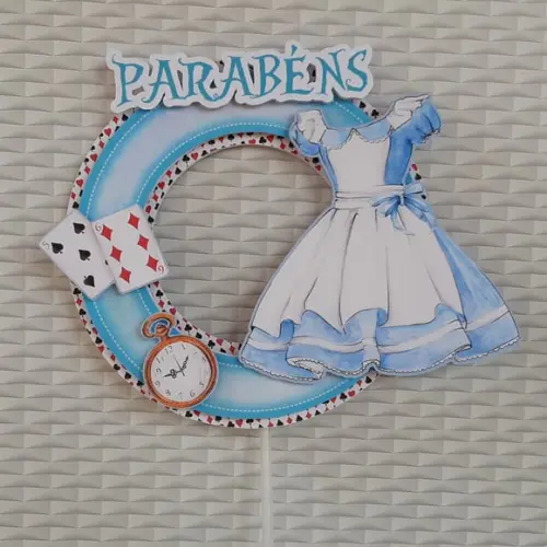 Topo de Bolo Alice no País das Maravilhas