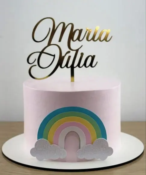 Topo de Bolo Arco Iris