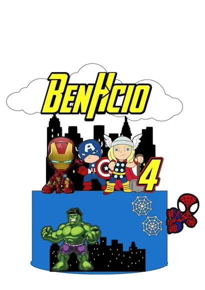 Topo de Bolo Avengers