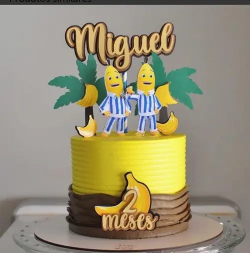Topo de Bolo Banana de Pijama
