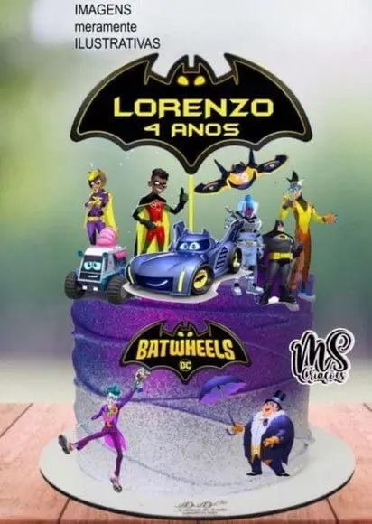 Topo de Bolo Batwheels