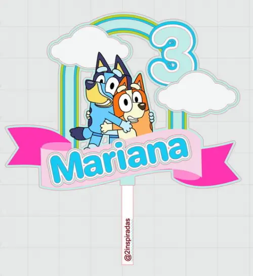 Topo de Bolo Bluey