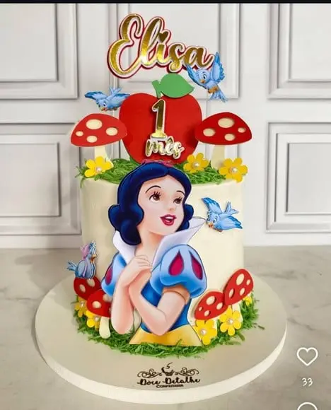 Topo de Bolo Branca de Neve