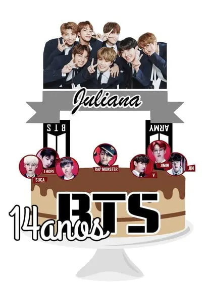Topo de Bolo Bts