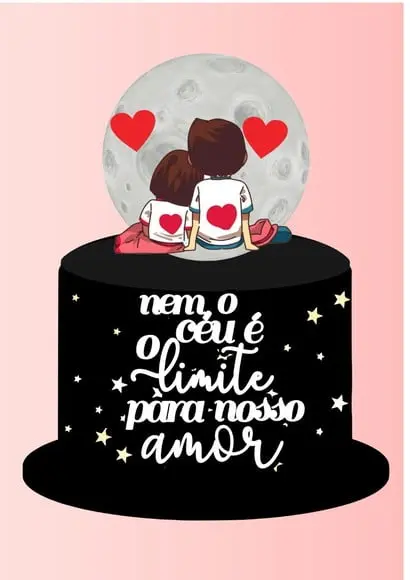Topo de Bolo Dia dos Namorados