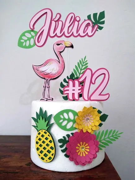 Topo de Bolo Flamingo
