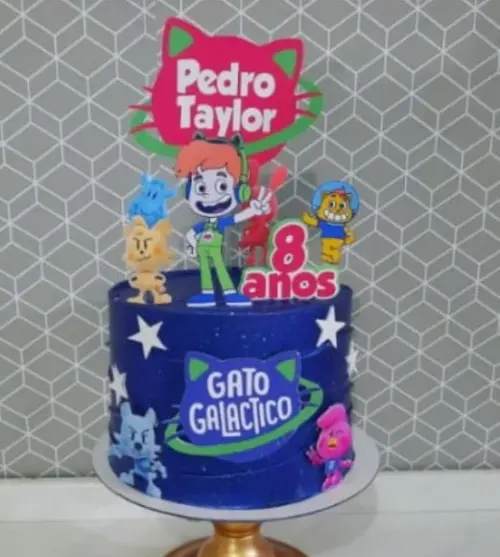 Topo de Bolo Gato Galatico
