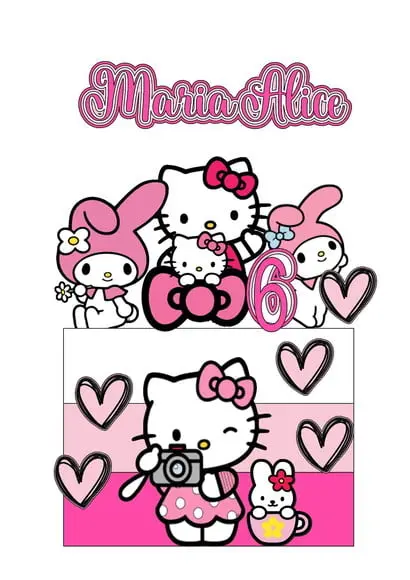 Topo de Bolo Hello Kitty