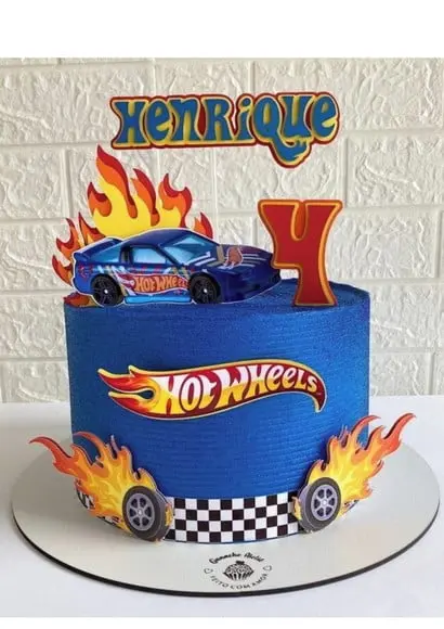 Topo de Bolo Hotwheels
