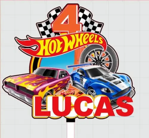 Topo de Bolo Hotwheels