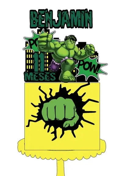 Topo de Bolo Hulk