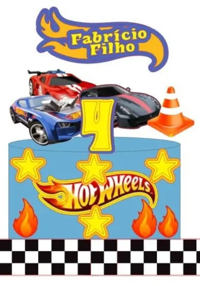 Topo de Bolo Hotwheels